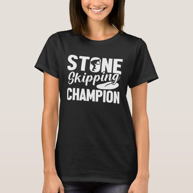 Stone Skipping Champion Flat Stone Skipping Techni T-Shirt (Front)
