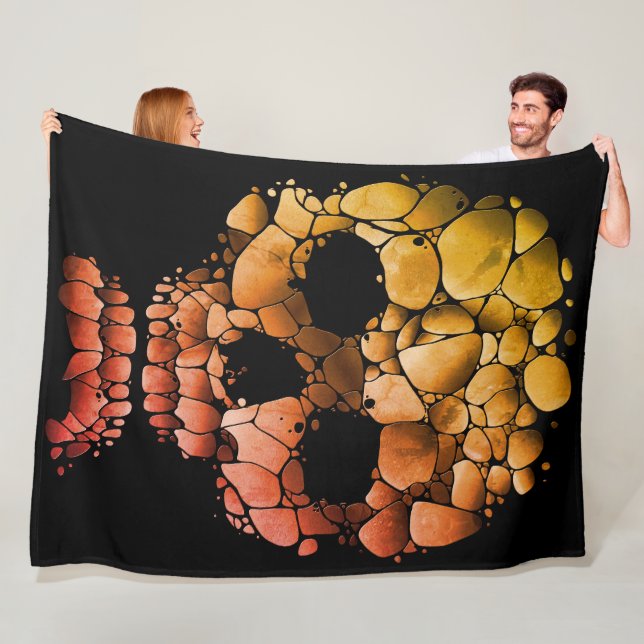 Stone Skull – Unique Rock-Inspired Gothic Art Fleece Blanket (In Situ)