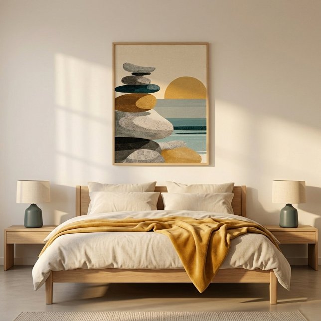 Stone Stack Sunset Wall Art for Bedroom Decor (Creator Uploaded)