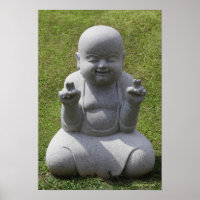 Stone statue of happy Buddha