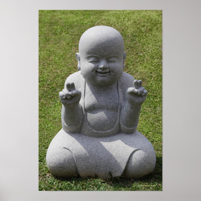 Stone statue of happy Buddha Poster (Front)