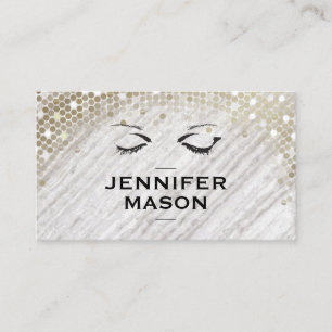 Stone Texture Sequin Accent Eye Lashes Business Card