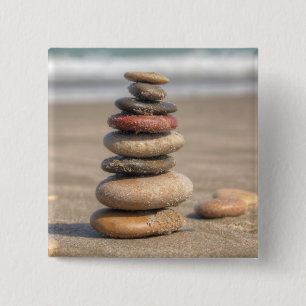 Stone Tower On Beach 15 Cm Square Badge