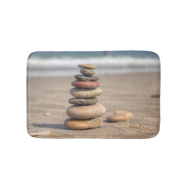 Stone Tower On Beach Bath Mat (Front)