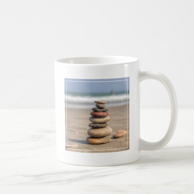 Stone Tower On Beach Coffee Mug (Right)