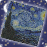 Stone TRIVET - "Starry Night" - Vincent van Gogh<br><div class="desc">An image of "Starry Night" (1889) by Vincent van Gogh is featured on this square marble stone Trivet. ►The image cannot be removed or replaced. ►Customise/personalise by adding custom text in your choice of font (style, colour, size), or an additional image or a logo. Makes a colourful and interesting gift....</div>