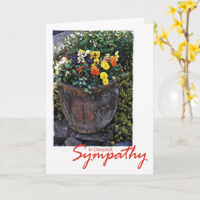 Stone Urn of Spring Flowers Deepest Sympathy Card (Yellow Flower)