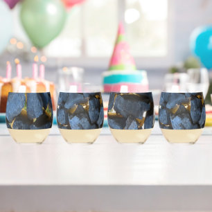 Stone wall built in Croatian style Stemless Wine Glass