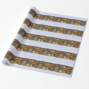 Stone wall in snow wrapping paper