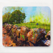 Stone Wall In Summer, Galway, Ireland, Mouse Mat