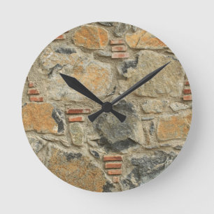Stone wall round clock