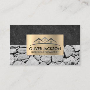 Stone Wall   Slate   Gold Metallic Business Card