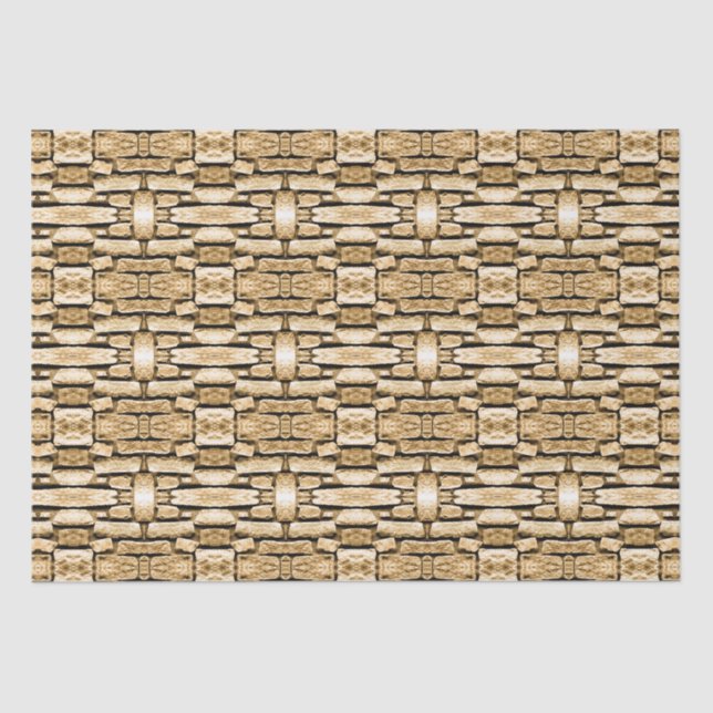 Stone Wall Tan Southwest Rustic Geometric Pattern Tissue Paper (Front)