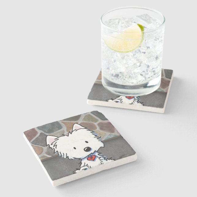 Stone Wall Westie Stone Coaster (Side)