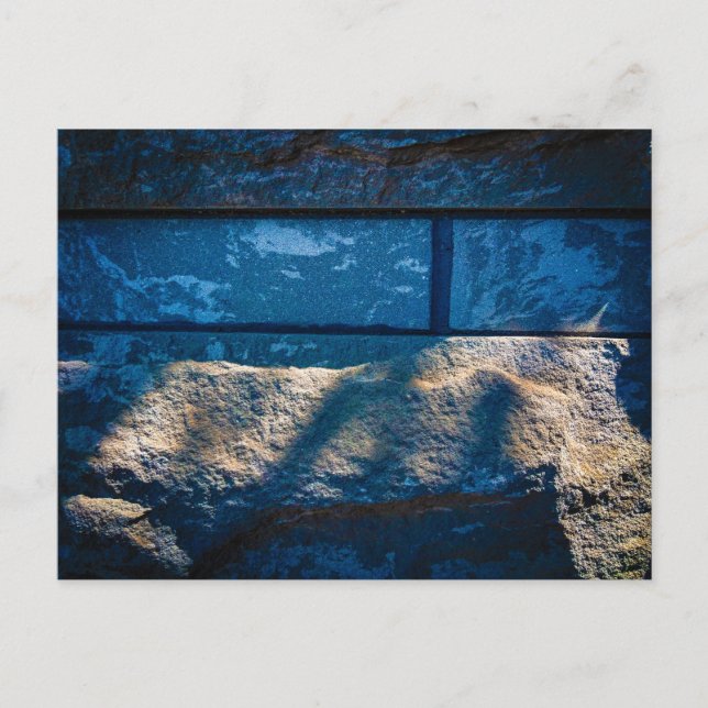 Stone Wall with Dramatic Sunlight and Shadows Postcard (Front)