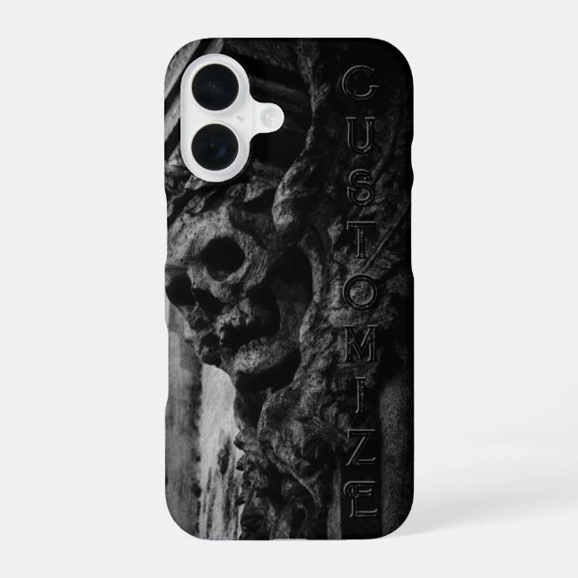 Stone Wings Skull iPhone 16 Case (Back)