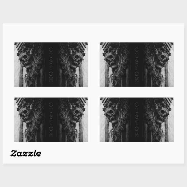 Stone Wings Skull Rectangular Sticker (Sheet)