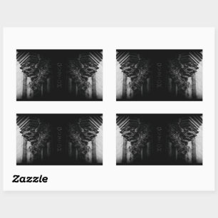 Stone Wings Skull Rectangular Sticker