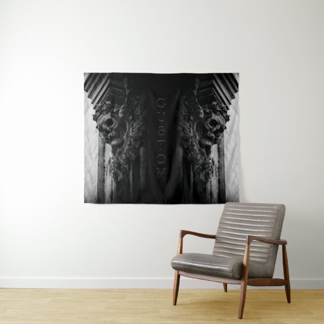 Stone Wings Skull Tapestry (In Situ (Horizontal))