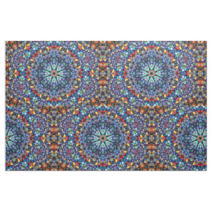 Stone Wonder Vintage Blue Fractal Kaleidoscope Fabric