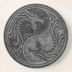 Stone Yin Yang Dragons Coaster