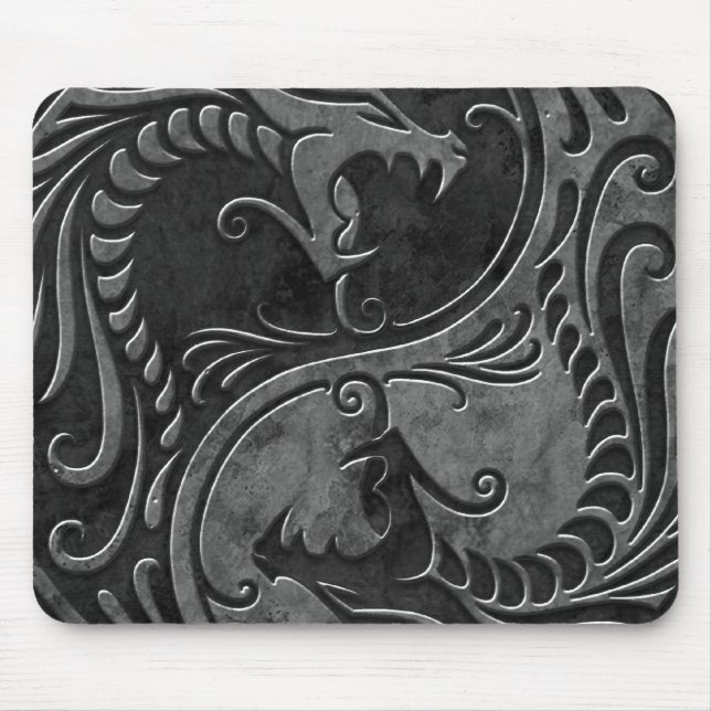 Stone Yin Yang Dragons Mouse Pad (Front)