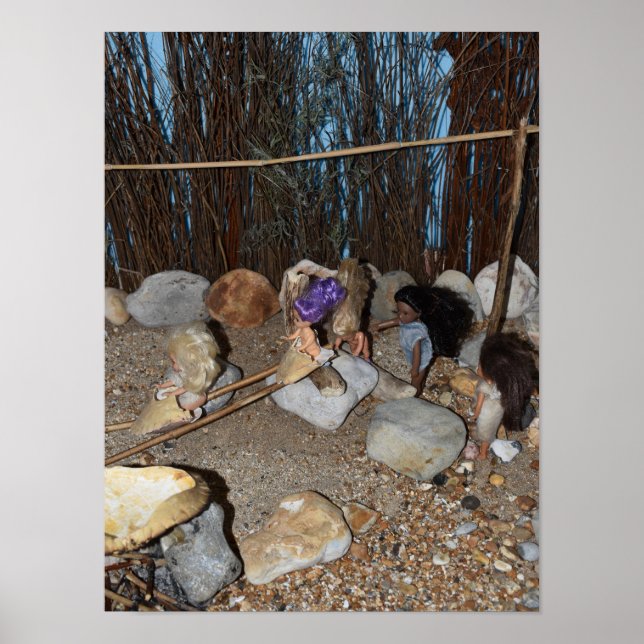 Stoneage kids playing. poster (Front)