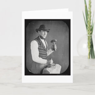 Stonecutter Holding Mallet Daguerreotype 1850 Card