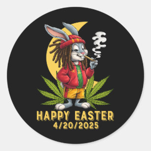 Stoned Easter Bunny With Joint Easter 2 Classic Round Sticker