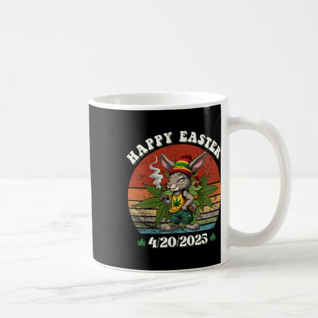 Stoned Easter Bunny With Joint Easter Day 4  Coffee Mug (Right)