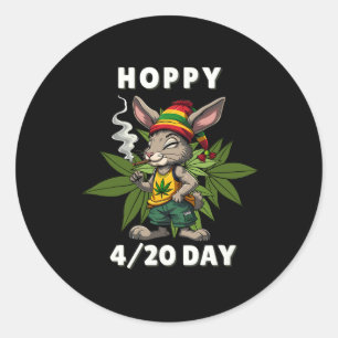 Stoned Easter Bunny With Joint Easter Day Classic Round Sticker