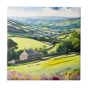 “Stonedale” Wide Landscape Yorkshire Dales Scene Ceramic Tile