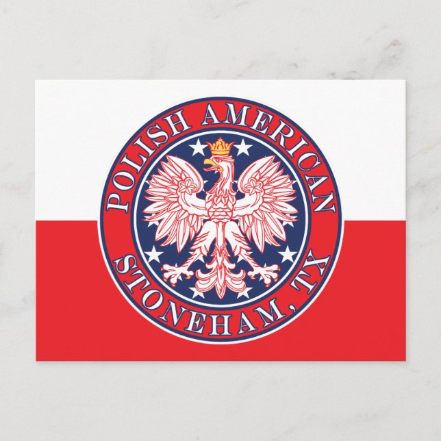 Stoneham Texas Polish American Eagle Postcard (Front)