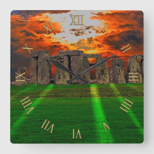 Stonehenge Celtic Standing Stones in Britain Square Wall Clock
