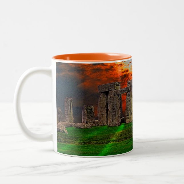 Stonehenge Celtic Standing Stones in Britain Two-Tone Coffee Mug (Left)