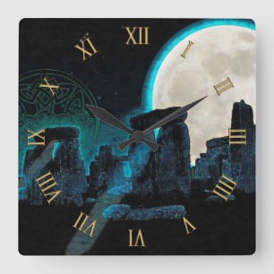 Stonehenge Celtic Standing Stones & Moon Square Wall Clock