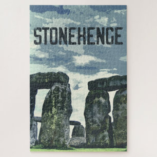 Stonehenge England retro vintage poster Postcard J Jigsaw Puzzle