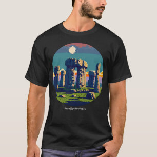 Stonehenge England, Travel, Custom Text Retro 8bit T-Shirt