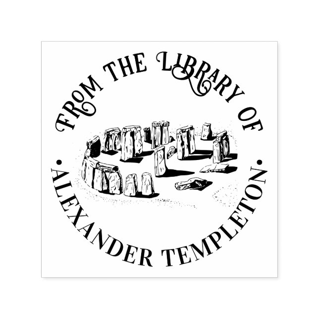 Stonehenge “From the library of” Book Name Round Self-inking Stamp (Design)