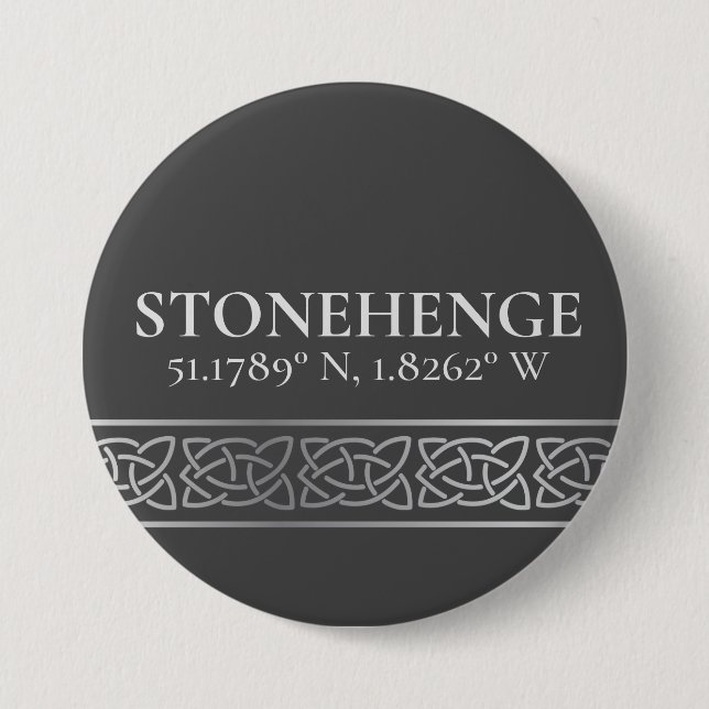Stonehenge Latitude  Longitude Dark   7.5 Cm Round Badge (Front)