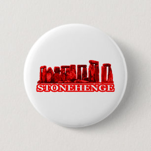 Stonehenge Red White The MUSEUM Zazzle Gifts 6 Cm Round Badge