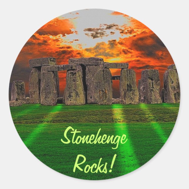 Stonehenge Standing Stones at Sunset Classic Round Sticker (Front)