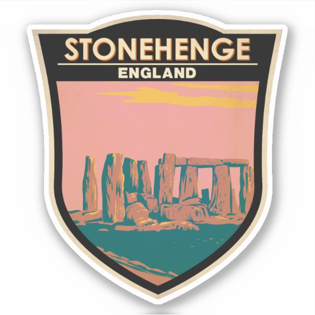 Stonehenge Travel Art Retro Illustration (Front)