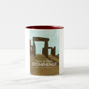 Stonehenge Wiltshire Train travel poster Two-Tone Coffee Mug