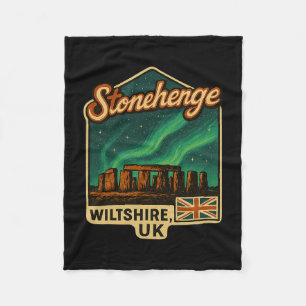 Stonehenge Wiltshire Uk Aurora Borealis Souvenir E Fleece Blanket