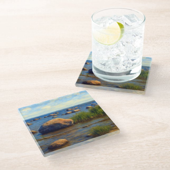 Stones of Vormsi Glass Coaster (Angled)