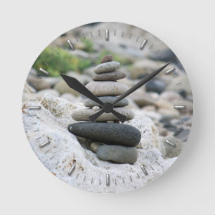Stones zen in the beach of Almeria Round Clock