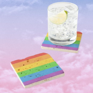 Stonewall Pride: Rainbow Flag Stone Coaster