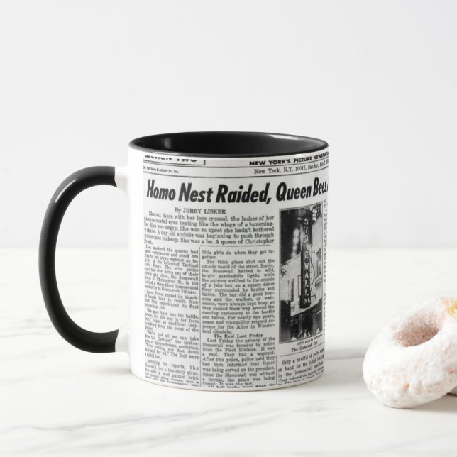 Stonewall riots news mug (With Donut)