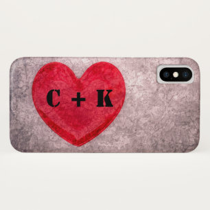 Stonewashed Heart Monogram Personalise iPhone X Case